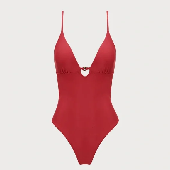 Berlook ECONYL® Red Cutout One Piece Swimwear - Picture 6 of 9